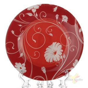 ФОТОГРАФИЯ Набор тарелок из закаленного стекла SERENADE, 6 штук, диаметр 200 мм (цвет красный)