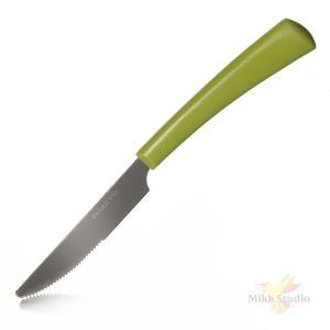 ФОТОГРАФИЯ Нож столовый с зеленой ручкой, длина 19 см