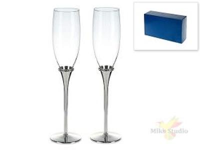 ФОТОГРАФИЯ Бокал на удлинённой ножке (для шампанских и игристых вин), набор 2пр. d=5см h=27см v=200мл (стекло, 