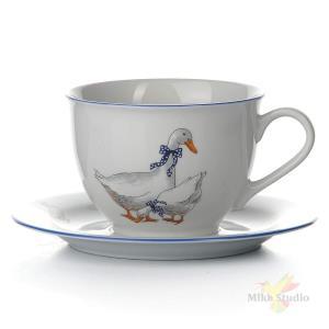 ФОТОГРАФИЯ Чайный набор на 6 персон "ГУСИ" , 12 предметов, объем чашки 500 мл