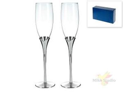ФОТОГРАФИЯ Бокал на удлинённой ножке (для шампанских и игристых вин), набор 2пр. d=5см h=26,5см v=200мл (стекло